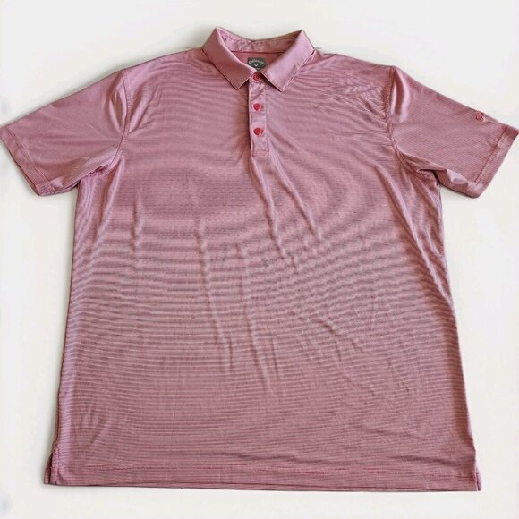 Callaway Polo Shirt Mens XL Coral Marled Stripes Buttons Performance SS Opti Dri - Picture 8 of 11